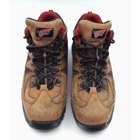 Red Wing Boots Men 8.5 Tan Steel Toe Waterproof Leather Vibram Work Hiking Shoes - Picture 4 of 15